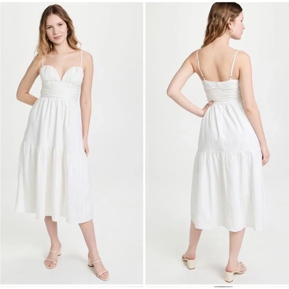 Moon River Spaghetti Strap Dress, Sweetheart, Empire Waist, White & Gold XL - Picture 1 of 11
